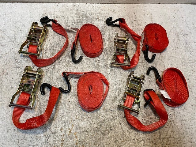 4 Qty of US Cargo 1" x 15' Ratchet Strap w/ Vinyl Ctd S-Hooks 2615WHVC (4 Qty)