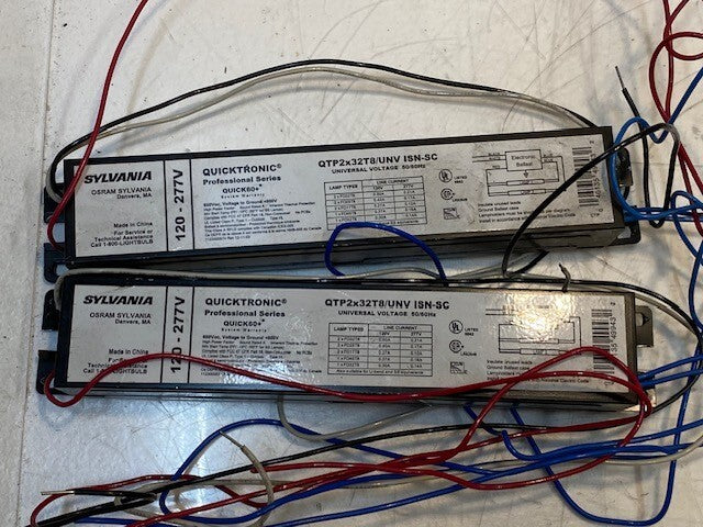 2 Quantity of Sylvania Electronic Ballasts QTP2x32T8/UNV-ISN-SC 50/60Hz (2 Qty)