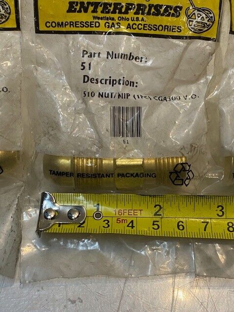 4 Quantity of Western Enterprise Part #51 Brass Cylinder Hose Adapters (4 Qty)