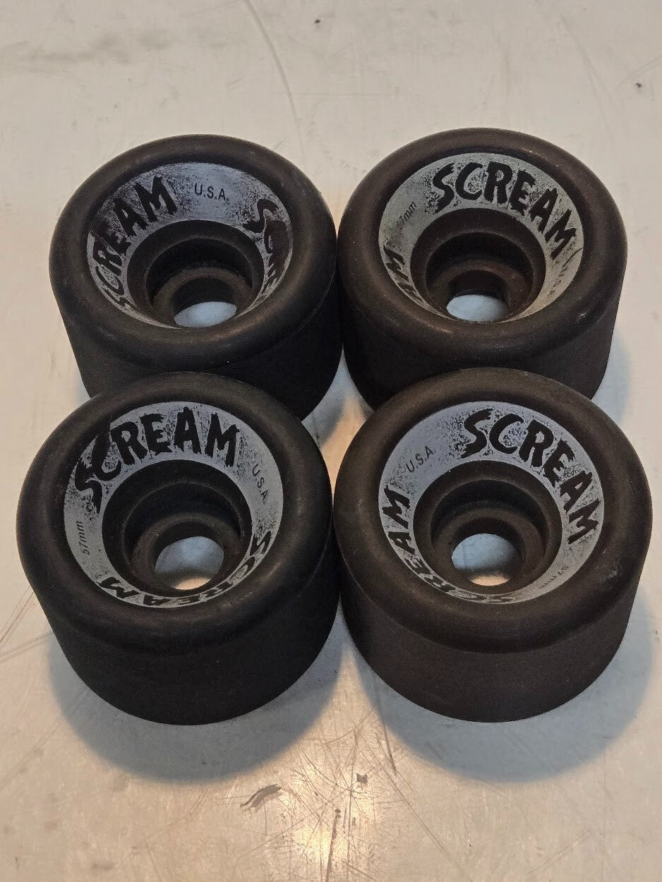 4 Quantity of Scream 57mm Roller Skate Wheels 38.6mm Wide 55.6mm OD (4 Qty)