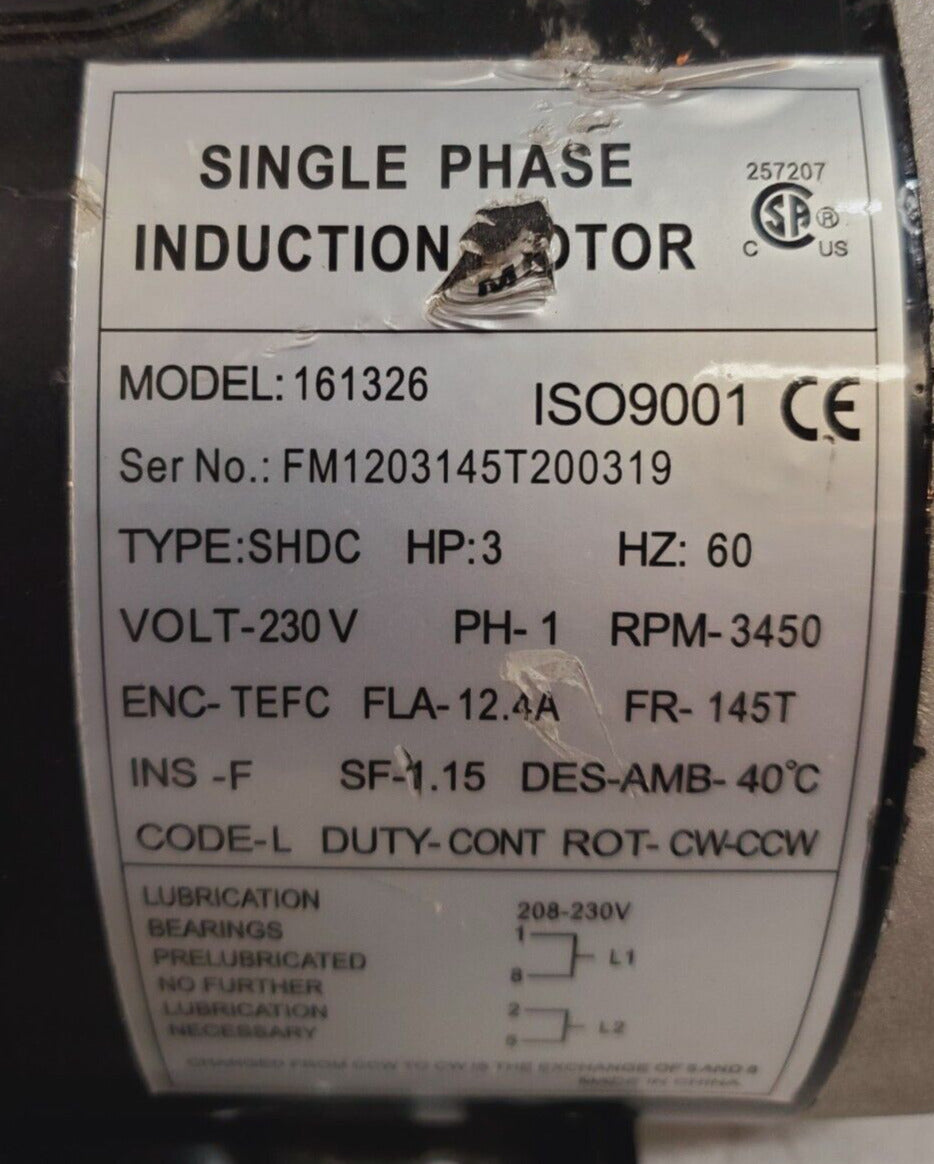 Cuilvu Electric Motor 161326 | FM1203145T200319 RPM 3450 FR 145T 230V HP3 | 60Hz