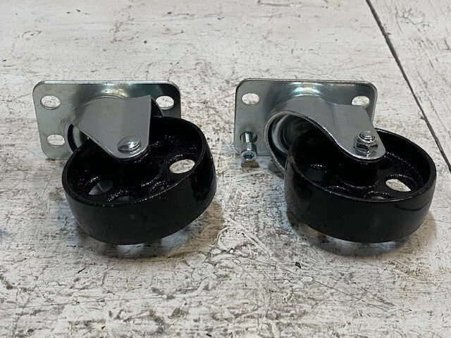 2 Pack of Swivel Caster Steel Wheels 95mm Base 86mm OD 29mm Treadwidth (2 Qty)