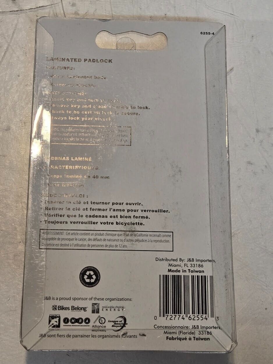 4 Quantity of Bike Gear 6255-4 Laminated Padlocks 072774625543 (4 Quantity)
