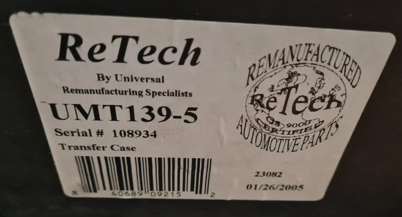 Remanufactured Retech By Universal Transfer Case Assembly UMT139-5 | 108934