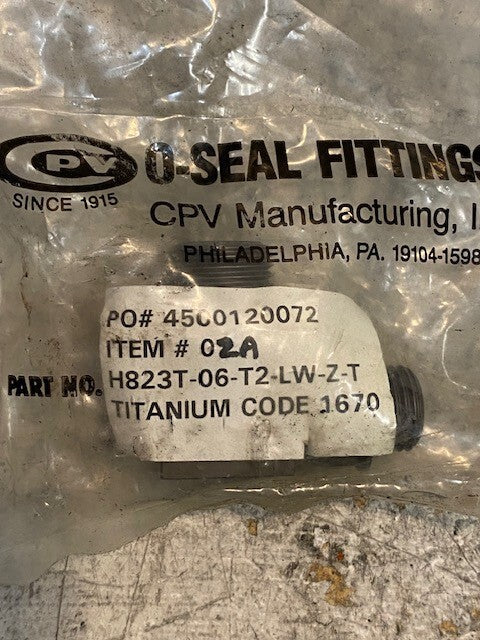 3 Quantity of CPV O-Seal Fittings H823T-06-T2-LW-Z-T | 4500120072 (3 Quantity)