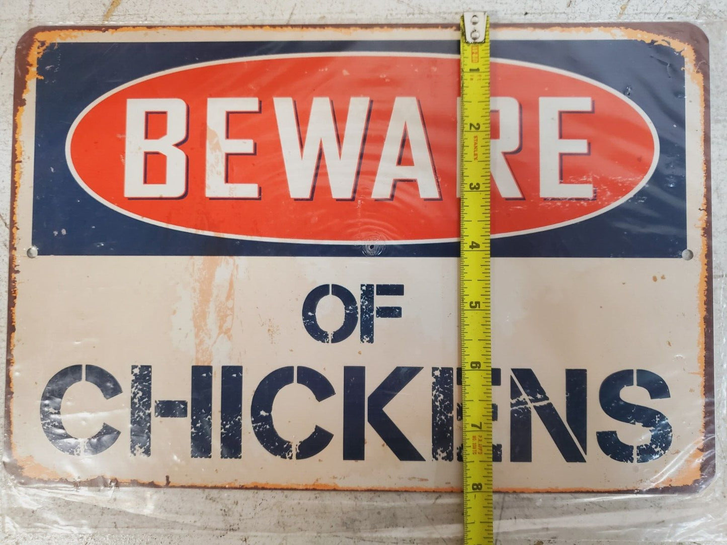 4 Qty Beware of Chickens Chic Rustic Retro Signs 8"x12" (4 Qty)