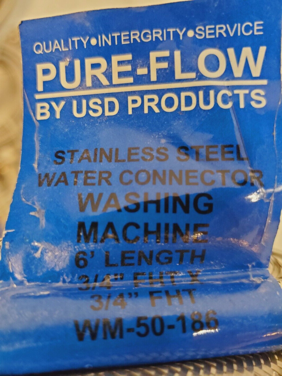 6 Qty Pure-Flow Washing Machine Connectors 3/4"x6Ft WM-50-186 (6 Qty)