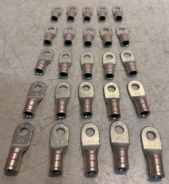 25 Quantity Tinned Copper Electrical Compression Ring Lugs JHGRN12 Terminals