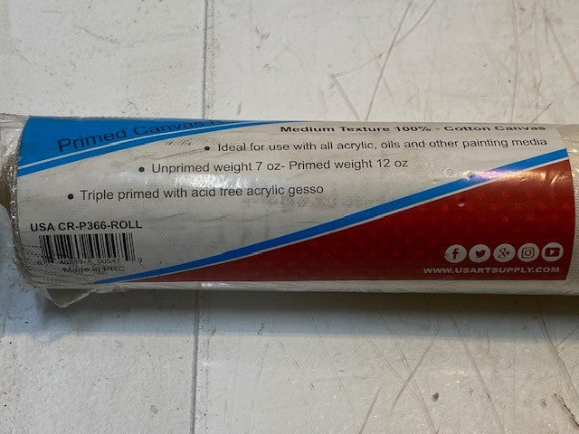 US Art Supply Acrylic Primed Cotton Canvas Roll 36" x 6 Yds CR-P366-ROLL