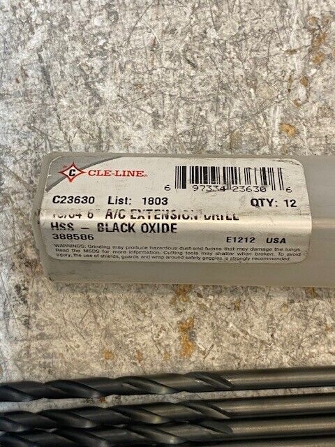 12 Quantity of Cle-Line C23630 | 13/64" x 6" AC Extension Drills 388586 (12 Qty)