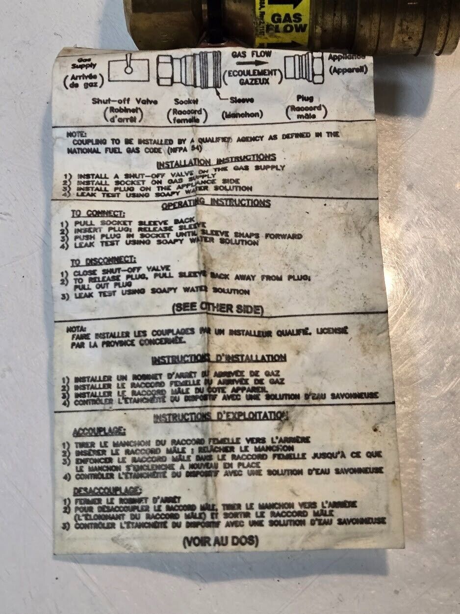 Dormont Mfg B-75-S Quick Disconnect Gas Valve | 9909 | 100-150B | REV_ 8/98