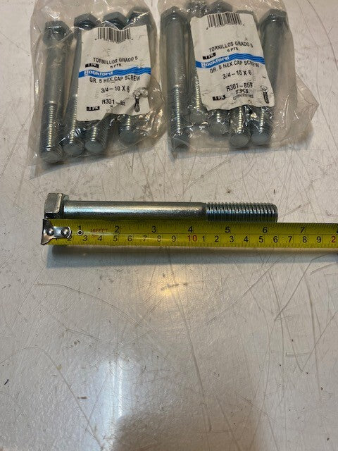 10 Quantity of Rockford 3/4-10x6 Grade 5 Hex Cap Screws R301-859 (2 Bags of 5)