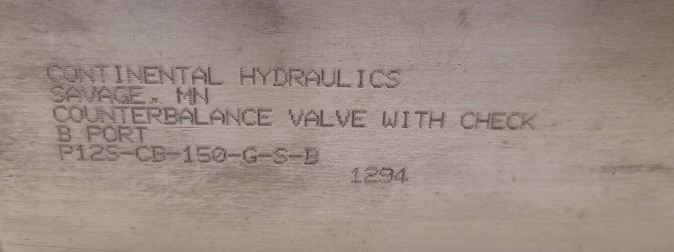 Continental Hydraulic Counterbalance Valve with Check B Port P12S-CB-150-G-S-B