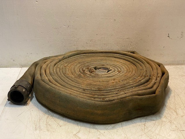 Vintage Coiled Fire Hose 26 HN | 18" x 20" x 3-1/4" Rolled Up 62mm OD End