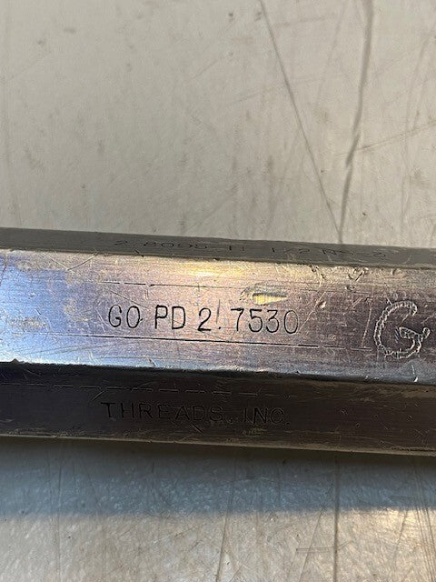 Threads Inc Thread Plug Gage 2.8095-11 | 1/2 NS-3 | GO PD 2.7530 WB-2481
