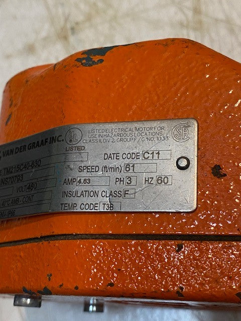 Van Der Graaf Standard Duty Drum Motor Part TM215C40-630 Conveyor Motor Part
