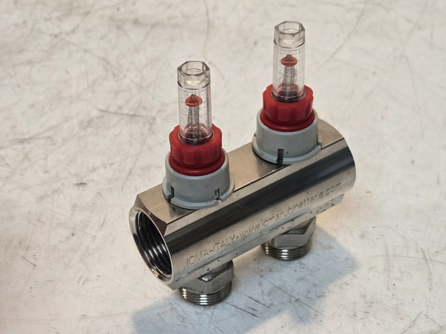 ICMA 2 Circuit Manifold with Flowmeters | ICMA-Italy | 1" Manifold | 3/4" Inlets