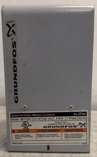 Grundfos Submersible Motor Control Box Model 98315251 Pump Control Unit