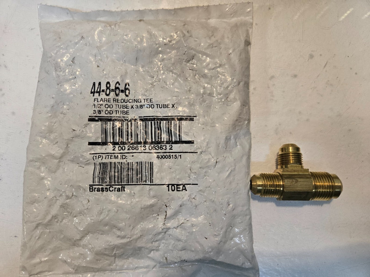 10 Quantity of BrassCraft 44-8-6-6 Flare Reducing Tees 1/2"x1/2"x3/8" (10 Qty)