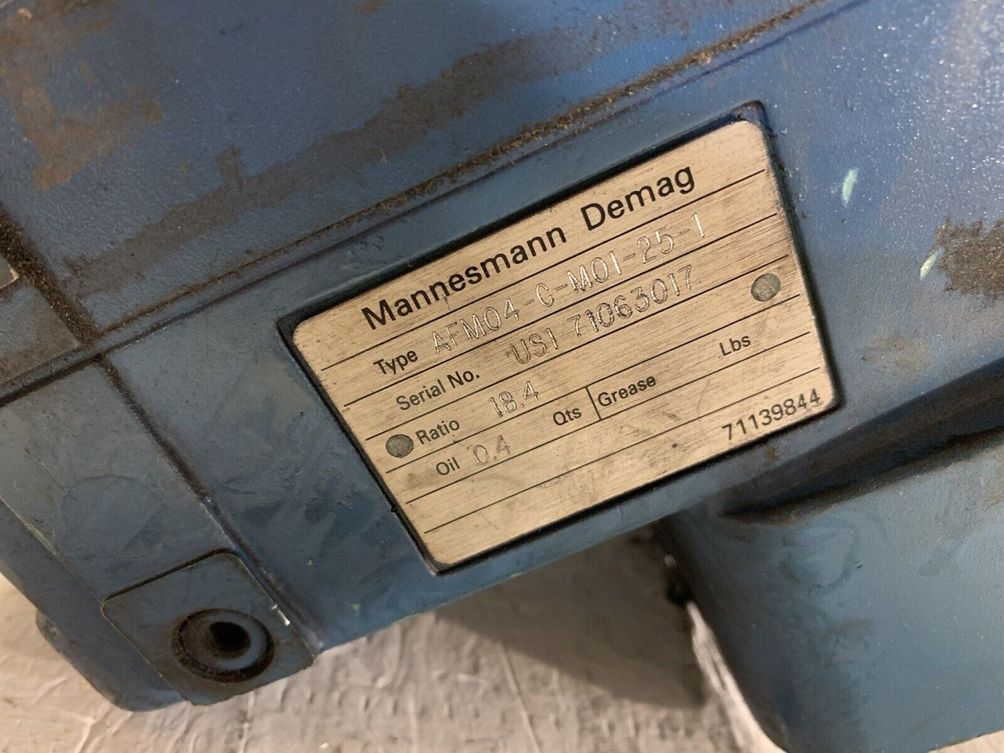 Mannesman Demag Offset Gear Box AFM04-C-M01-25-1 / Ratio 18.4 / 71139844