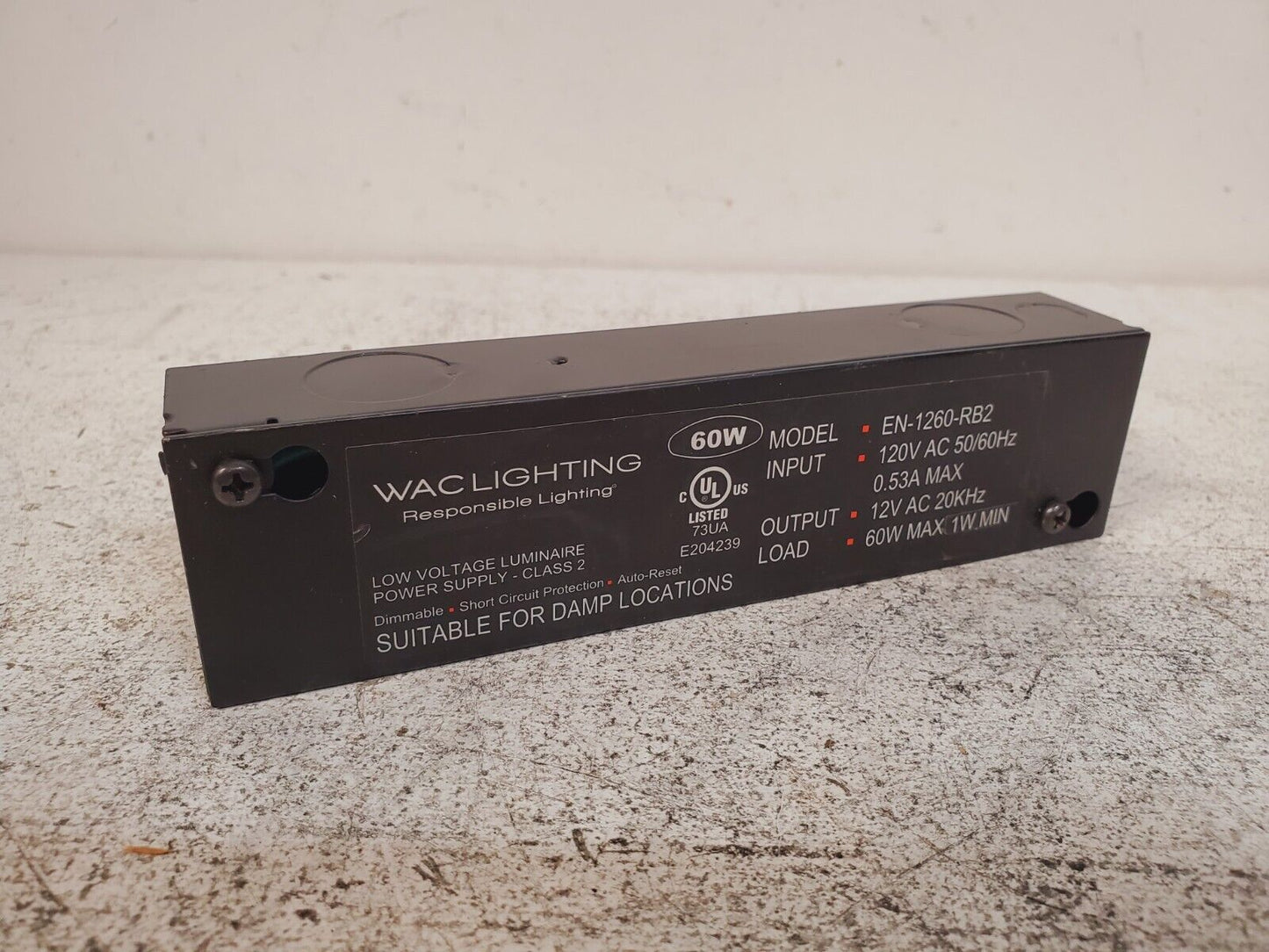 WAC Lighting Electronic Remote Control Transformer EN-1260-RB2 | 120V 12V 60W