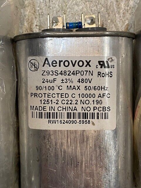 3 Quantity of Aerovox Capacitors S4824P07N | 24uF 480V 50/60Hz (3 Quantity)