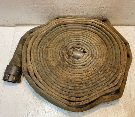 Vintage Coiled Fire Hose 26 HN | 18" x 20" x 3-1/4" Rolled Up 62mm OD End