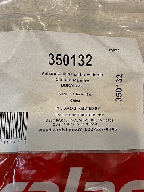 2 Quantity- Duralast 350132 For Subaru Clutch Master Cylinder 2176-18303 (2 Qty)