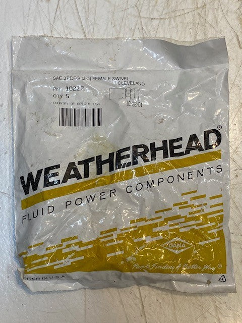 Bag of 5 Weatherhead SAE 37 DEG Hydraulic Female Swivel Fittings 10227