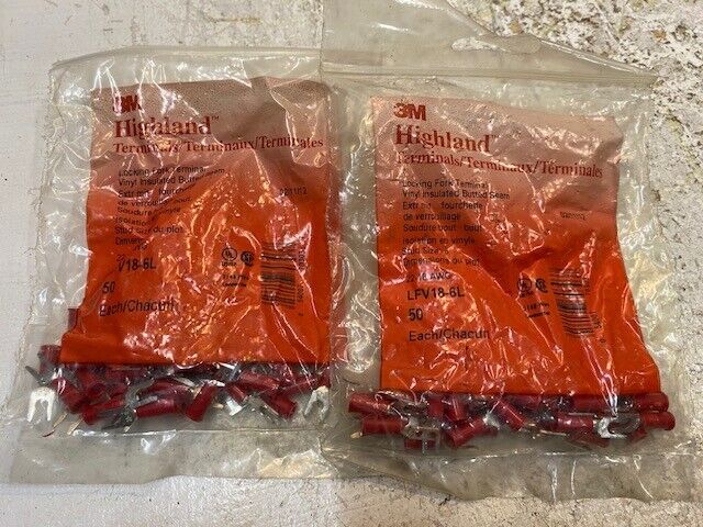 2 Quantity of 50 Pack 3M Highland Terminals LFV18-6L (100 Pcs Total)