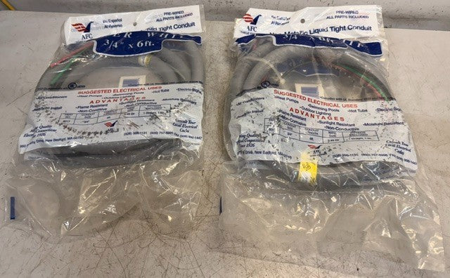 2 Quantity AFC Cable Systems Non-Metallic Liquid-Tight Power Whip 3/4" x 6' 8017