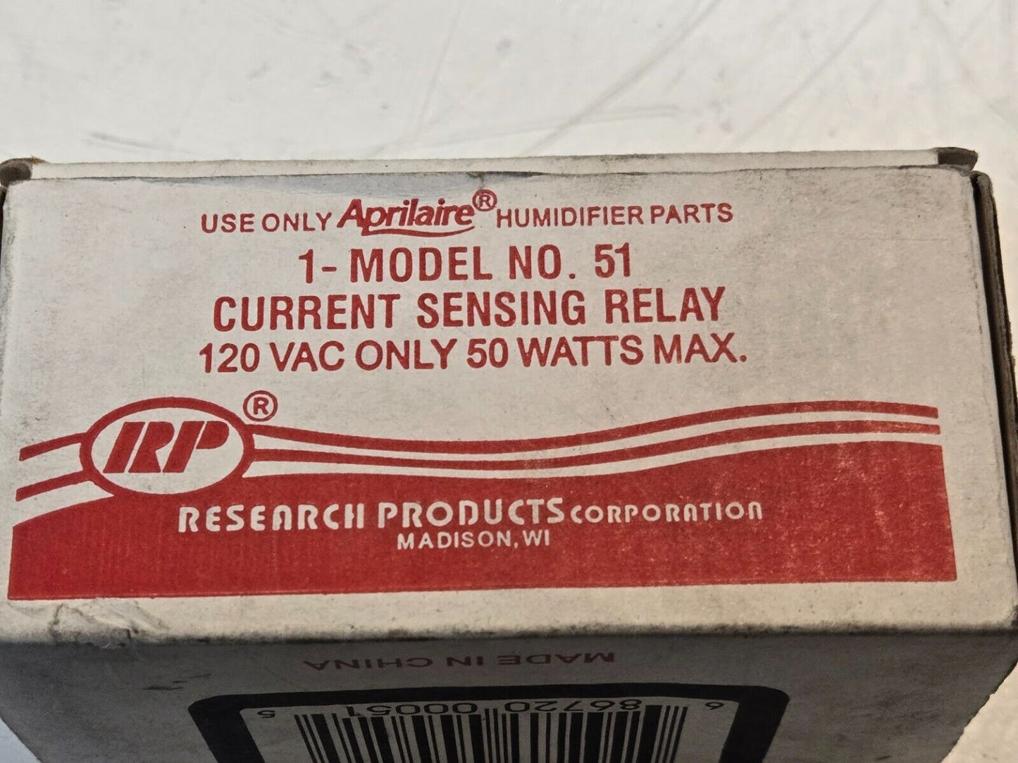 Aprilaire Model No. 51 Current Sensing Relay 120VAC 50 W 686720000515
