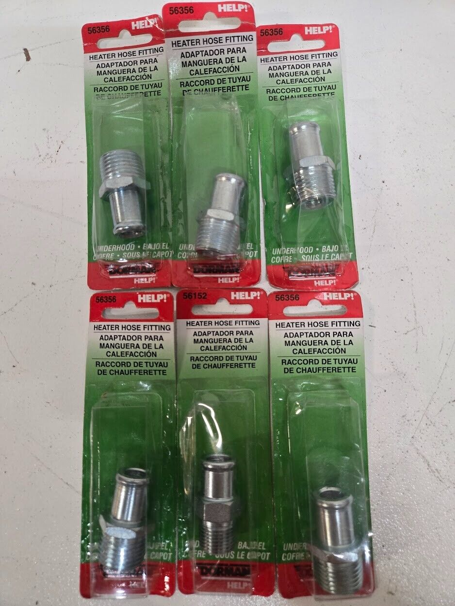 6 Quantity of Dorman Heater Hose Fittings 56356 | 124292 | 12342 | 037495563567