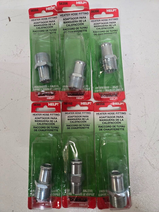 6 Quantity of Dorman Heater Hose Fittings 56356 | 124292 | 12342 | 037495563567