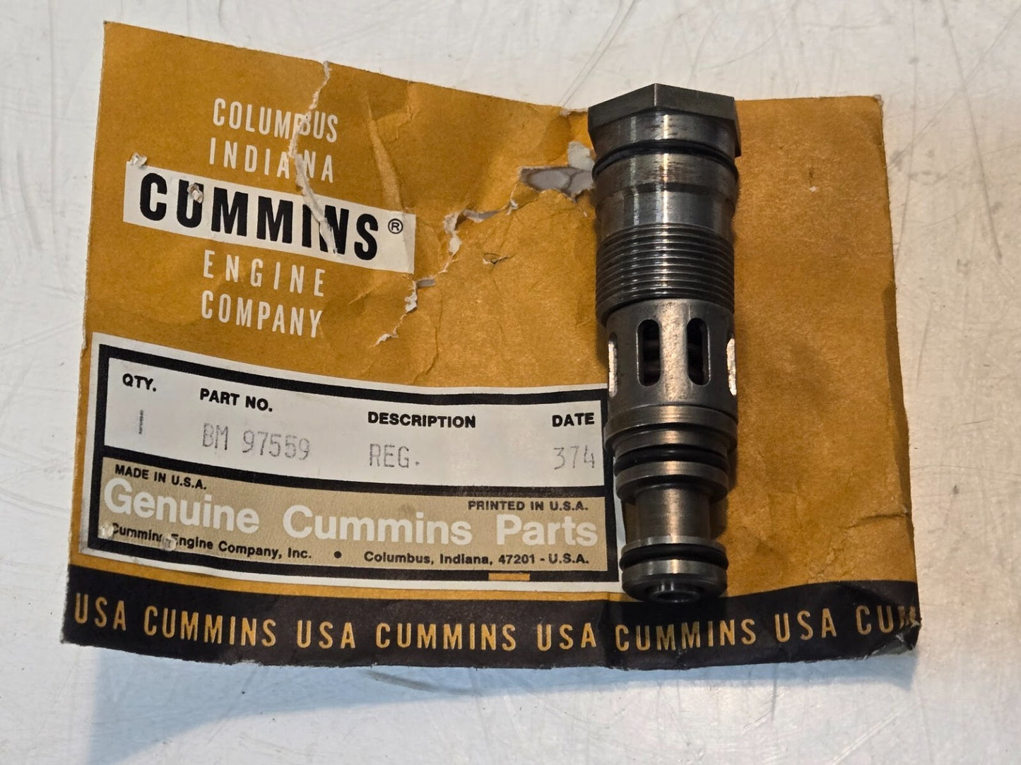 Cummins Pressure Regulator Valve BM 97559 | 22mm Thread 23.7mm Hex | 3.25" Long