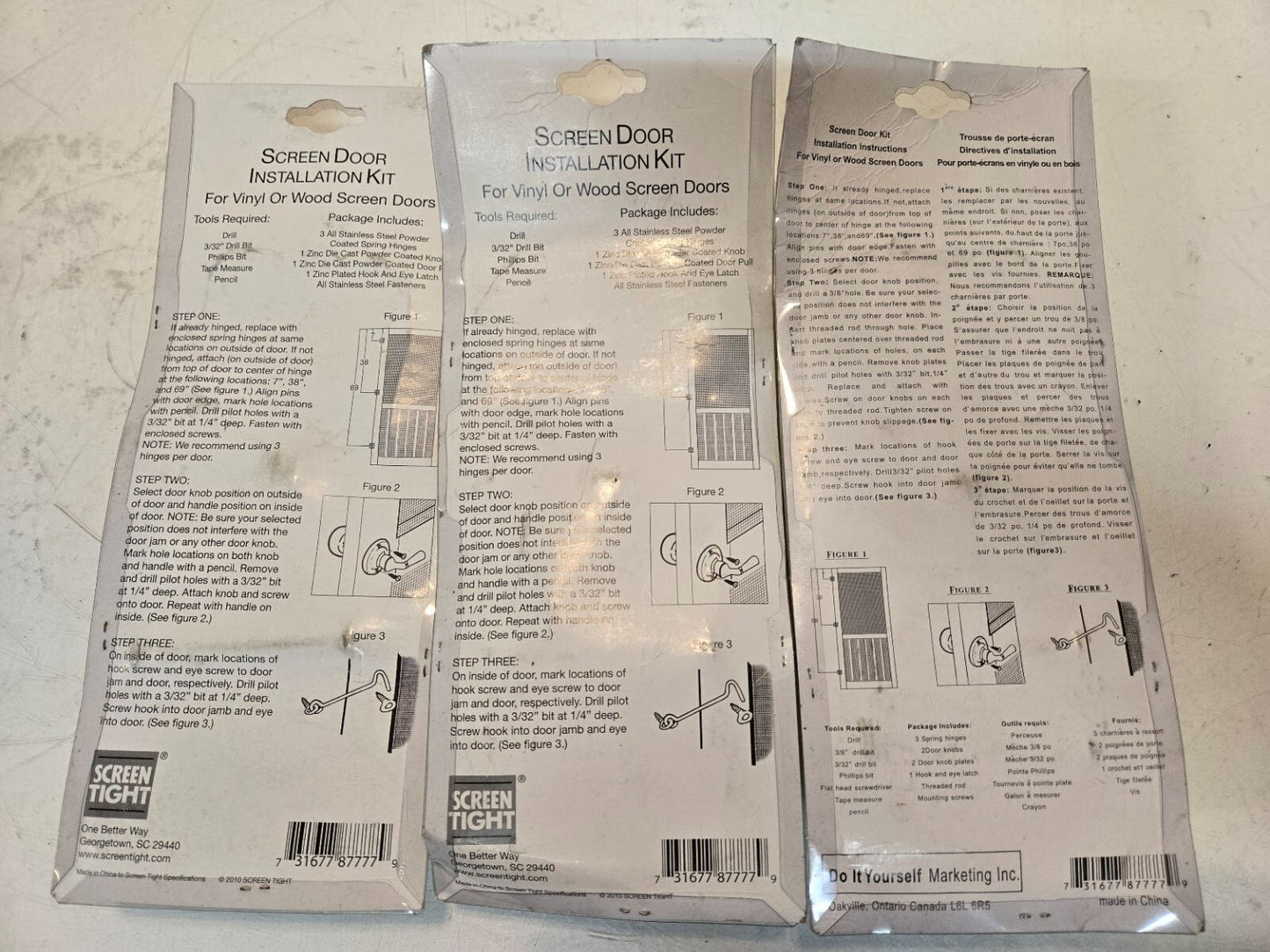 3 Quantity of Screen Tight White Screen Door Hardware Kit 731677877779 (3 Qty)