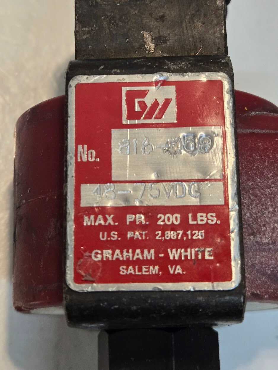 Graham White Compressor Solenoid Valve 816-059 | 48-75 VDC | Max. Pr. 200LBS