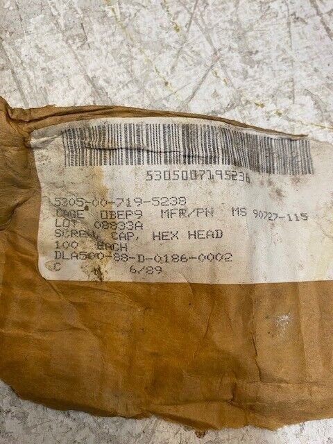 50lb Box of Approx. 360 Hex-Head Screws 5305-00-719-5238 2" Length 1/2" Thread