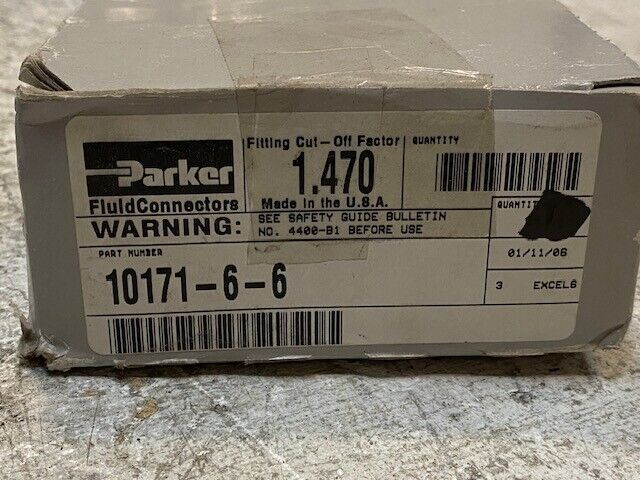 5 Quantity of Parker Hydraulic Crimp Style Hose Fitting 10171-6-6 (5 Quantity)