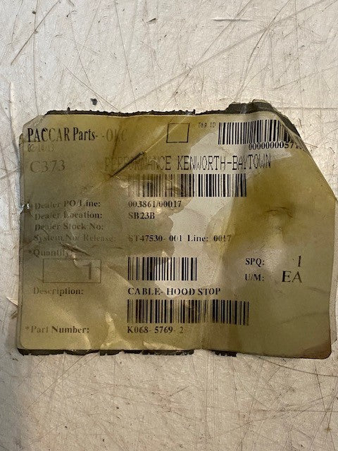 PACCAR Cable-Hood Stop K068-5769-2 | 08175AA