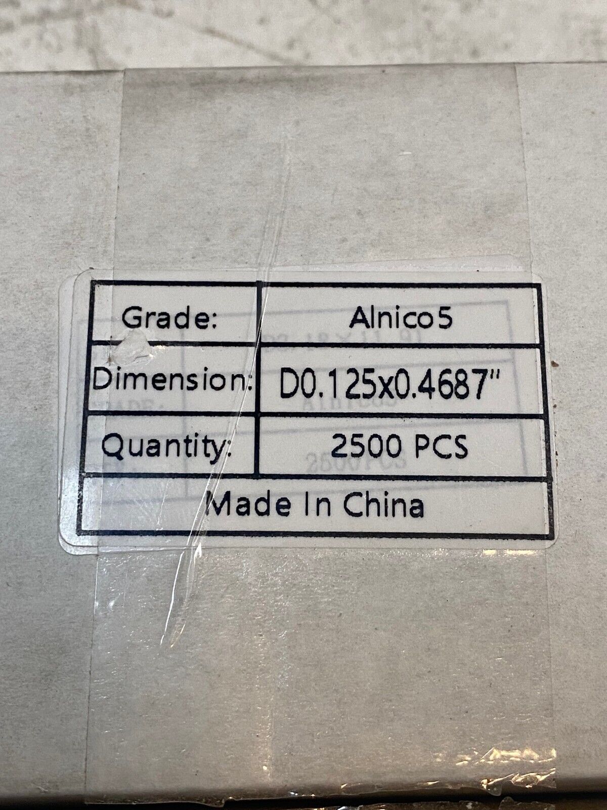 2500 Quantity of Alnico5 Magnets 0.125x0.4687" (2500 Quantity)