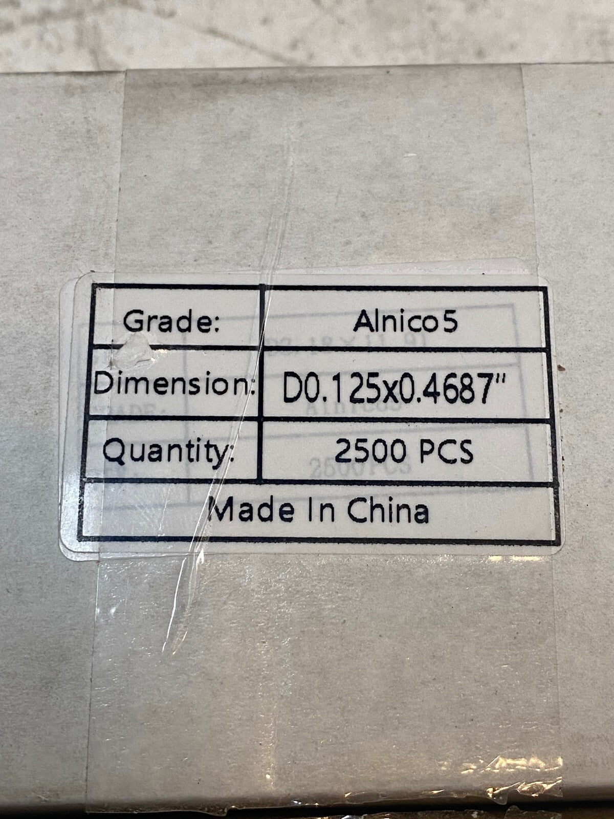 2500 Quantity of Alnico5 Magnets 0.125x0.4687" (2500 Quantity)
