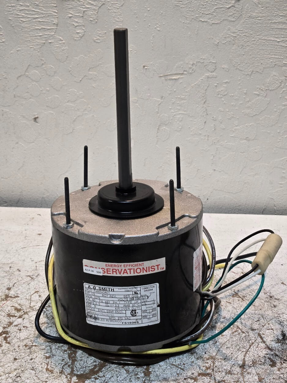 A.O. Smith Condenser Fan Motor FS1036S | F48M40A01 | 1/3 HP 1075 RPM | 208-230 V