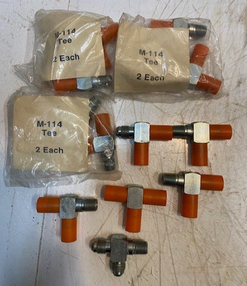 12 Quantity of M-114 Tees Hydraulic Tee Fittings 2 Male 1 Female Ends (12 Qty)