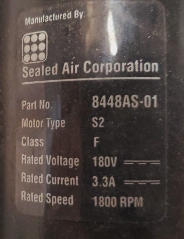 Sealed Air Corporation Pump Motor 8448AS-01 | S2 | Class F | 180V | 3.3A 1800RPM