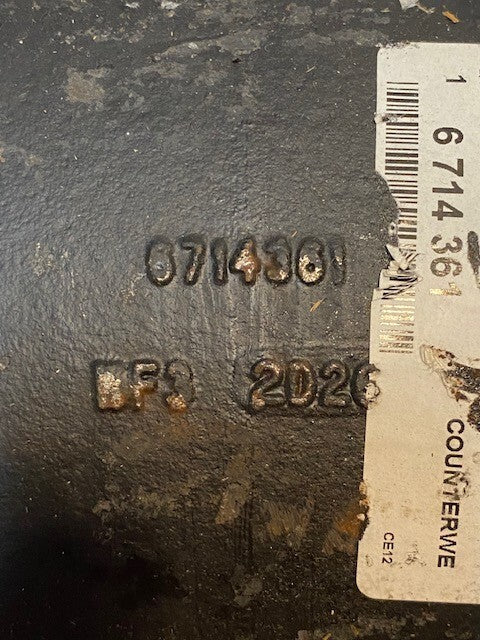 Bobcat 6714361 Axle Counterweight WF3 2D26 | 10-1/2" Wide 4-1/2" Deep 5" Tall