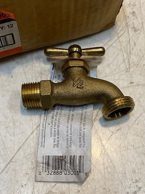 12 Quantity of B&K 103-003 Brass Hose Bibb Valves 1/2" MPT (12 Quantity)