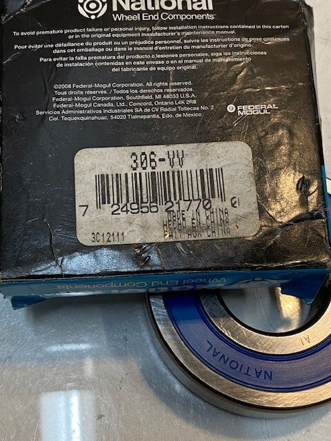 2 Quantity of National Bearings 306-VV 72mm OD 30mm Bore 19mm Thick (2 Quantity)