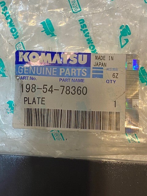 Komatsu 198-54-78360 Plate 19-3/4" Long 3-1/8" Wide 17mm Bolt Hole