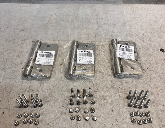 IVES 3 Pack Of Hinges .372 5BB1 With Screws Ball Bearing Door Hinges
